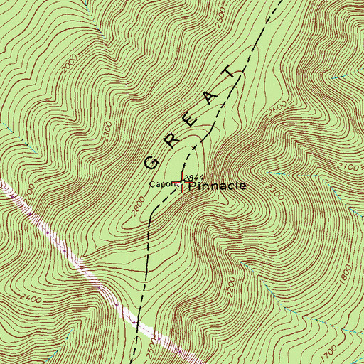 Topographic Map of Pinnacle, WV
