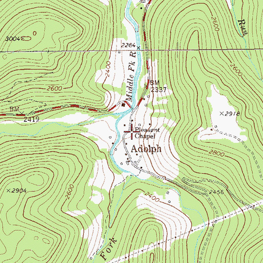 Topographic Map of Pleasant Chapel, WV