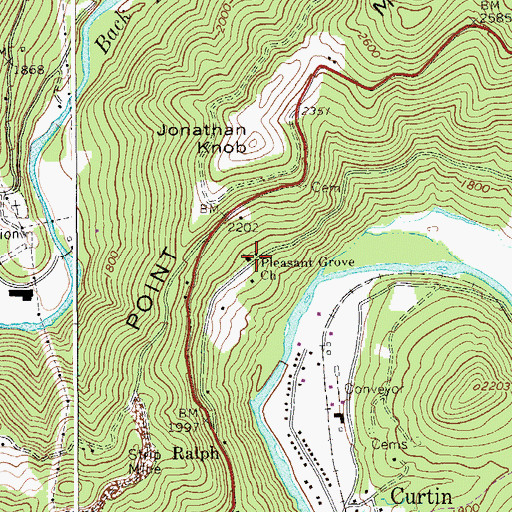 Topographic Map of Pleasant Grove Church, WV