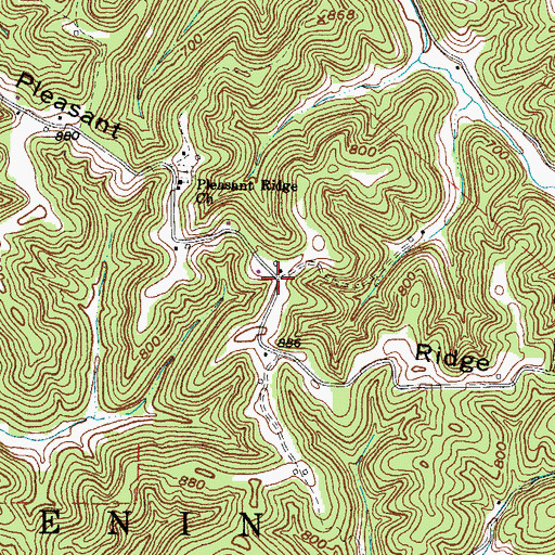 Topographic Map of Pleasant Ridge, WV