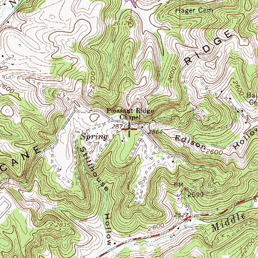 Topographic Map of Pleasant Ridge Chapel, WV