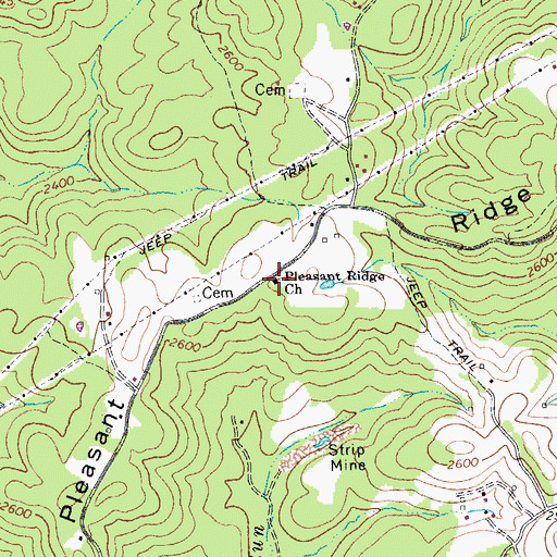 Topographic Map of Pleasant Ridge Church, WV