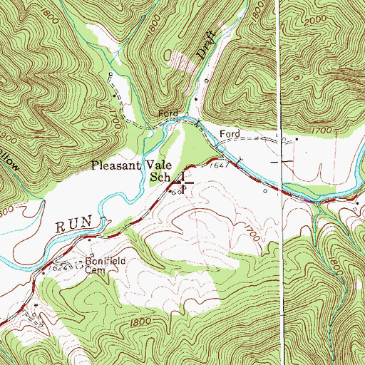 Topographic Map of Pleasant Vale School (historical), WV