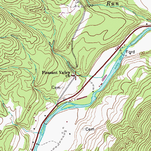 Topographic Map of Pleasant Valley Church, WV