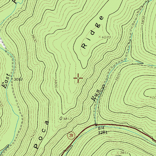 Topographic Map of Poca Ridge, WV