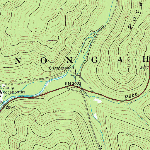 Topographic Map of Poca Run, WV