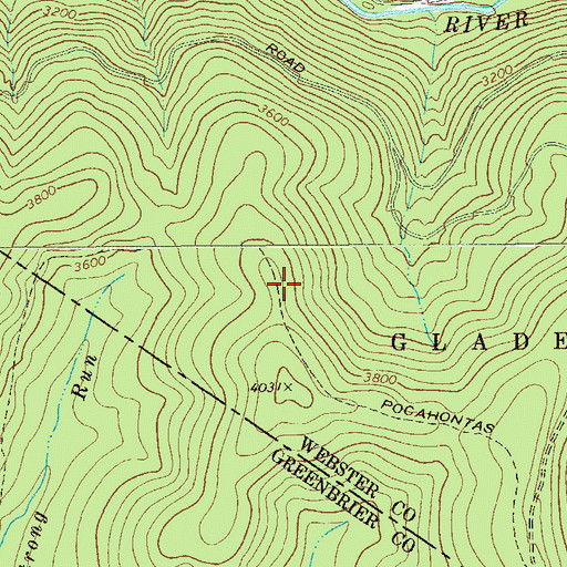 Topographic Map of Pocahontas Trail, WV