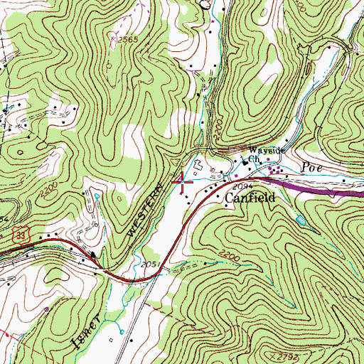 Topographic Map of Poe Run, WV