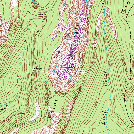 Topographic Map of Point Mountain, WV