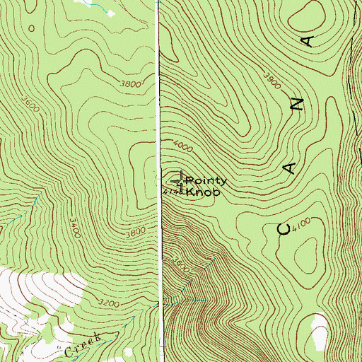 Topographic Map of Pointy Knob, WV