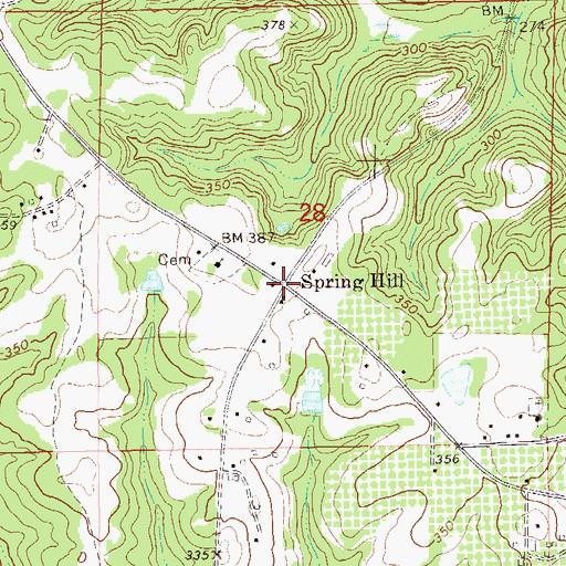 Topographic Map of Spring Hill, AL