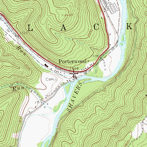 Topographic Map of Porterwood, WV
