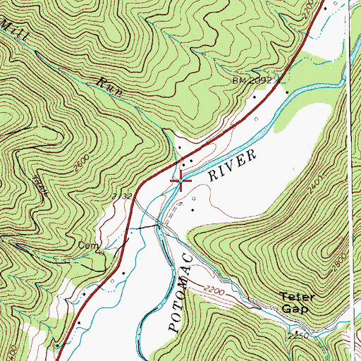 Topographic Map of Pounding Mill Run, WV