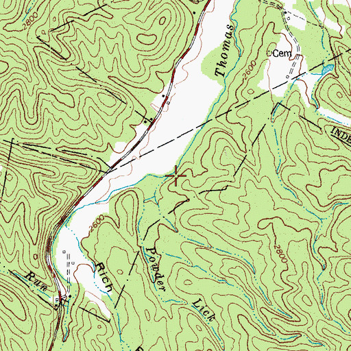Topographic Map of Powder Lick Run, WV