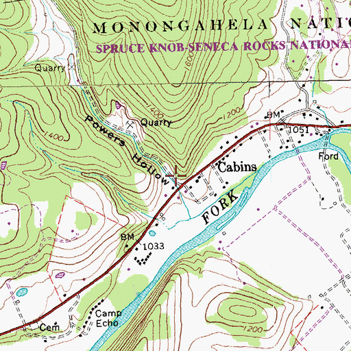 Topographic Map of Powers Hollow, WV