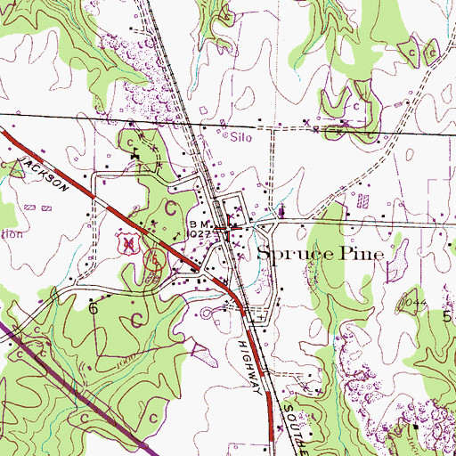 Topographic Map of Spruce Pine, AL