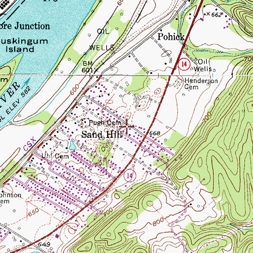 Topographic Map of Pugh Cemetery, WV