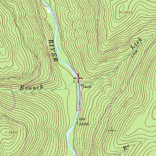 Topographic Map of Queer Branch, WV