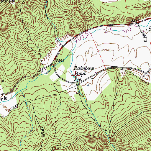 Topographic Map of Rainbow Pond, WV