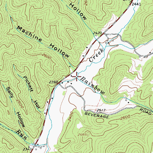 Topographic Map of Rainbow Run, WV