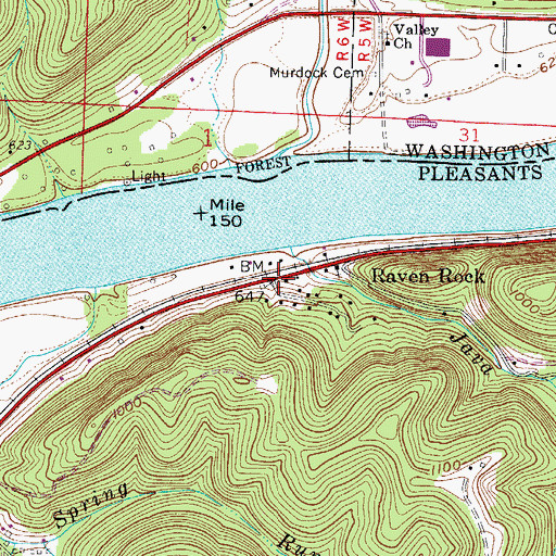 Topographic Map of Raven Rock, WV