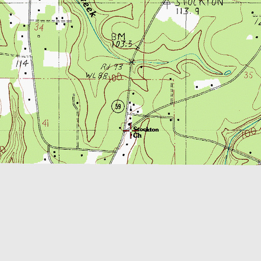 Topographic Map of Stockton Presbyterian Church, AL