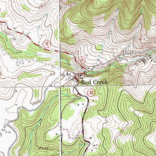Topographic Map of Red Creek, WV