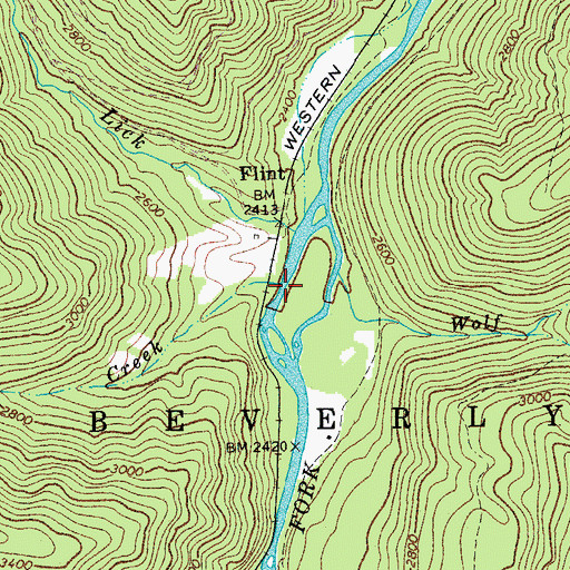 Topographic Map of Red Creek, WV