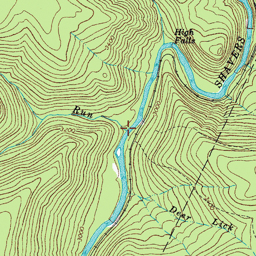 Topographic Map of Red Run, WV