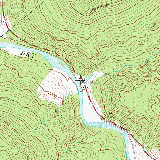 Topographic Map of Red Run, WV