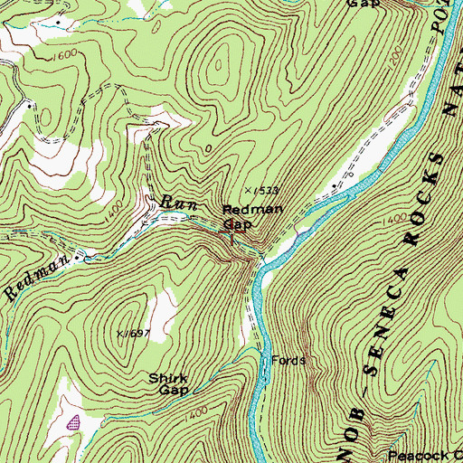 Topographic Map of Redman Gap, WV