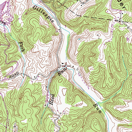 Topographic Map of Reed Run, WV