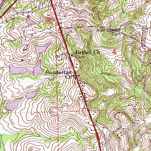 Topographic Map of Sunderlan Baptist Church, AL