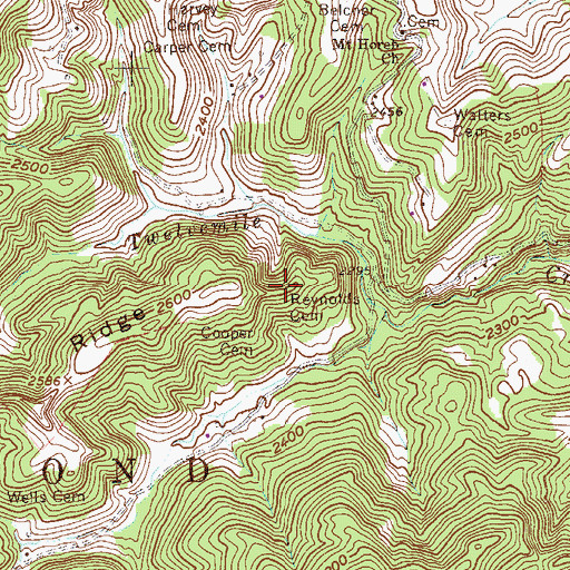 Topographic Map of Reynolds Cemetery, WV