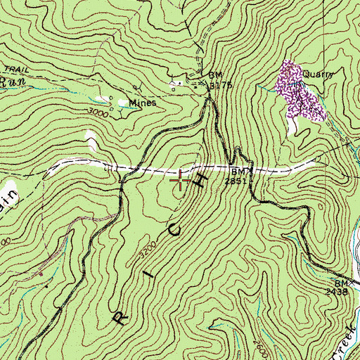 Topographic Map of Rich Mountain, WV