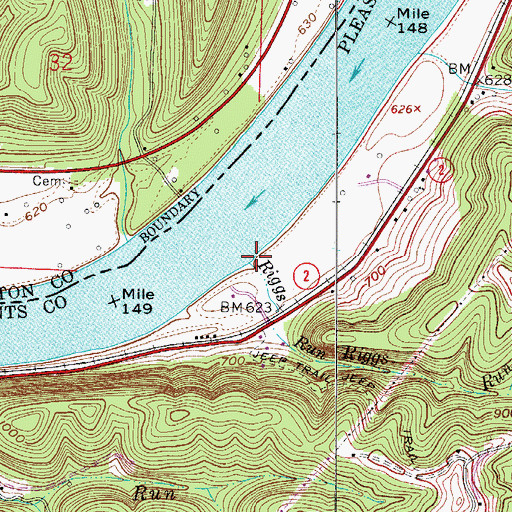 Topographic Map of Riggs Run, WV