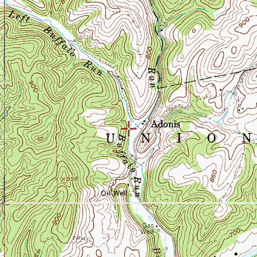 Topographic Map of Right Buffalo Run, WV