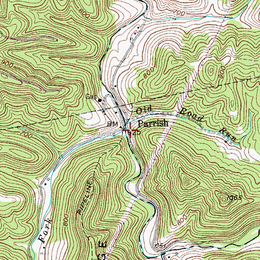 Topographic Map of Right Fork Bull Creek, WV
