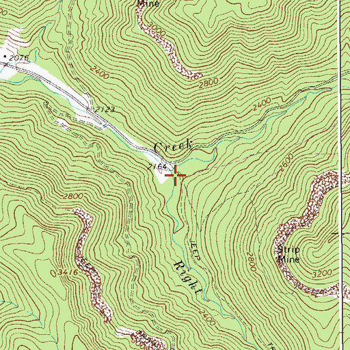 Topographic Map of Right Fork Leatherwood Creek, WV