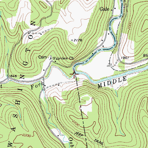 Topographic Map of Right Fork Middle Fork River, WV