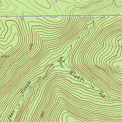 Topographic Map of Right Fork Tea Creek, WV