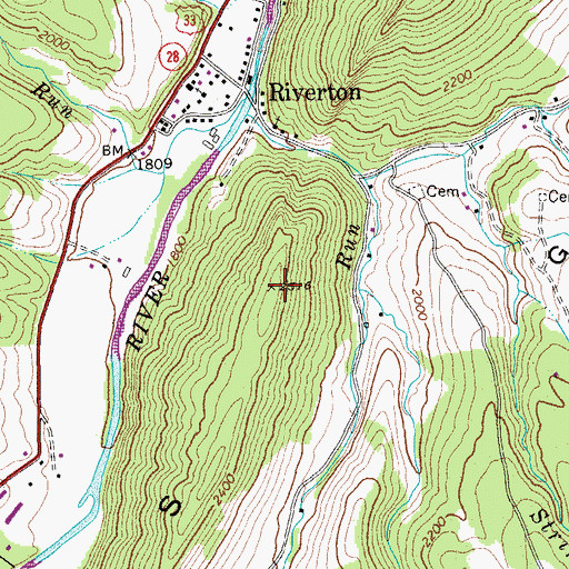Topographic Map of River Knobs, WV