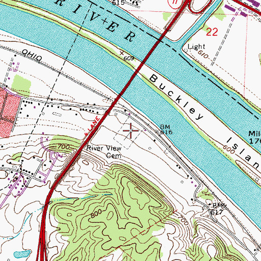 Topographic Map of River View Cemetery, WV
