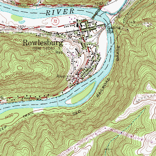 Topographic Map of Riverview Cemetery, WV