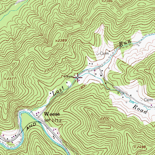 Topographic Map of Road Fork, WV