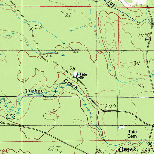 Topographic Map of Tate Creek Baptist Church, AL