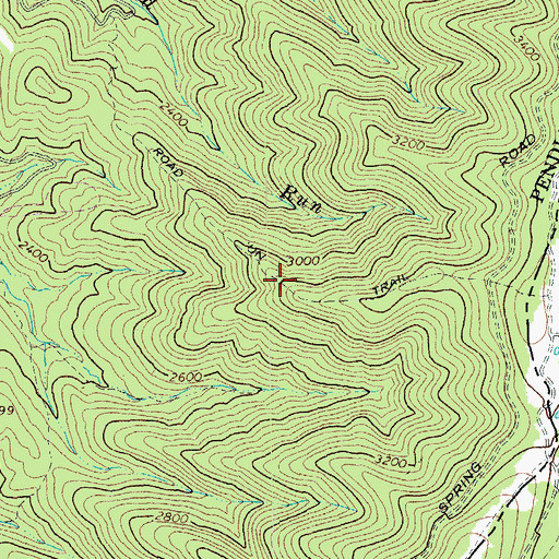 Topographic Map of Road Run Trail, WV