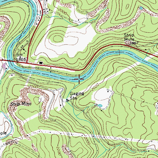 Topographic Map of Roaring Creek, WV