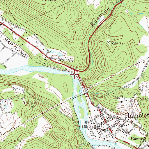 Topographic Map of Roaring Run, WV