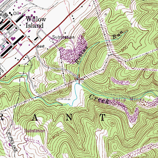Topographic Map of Robins Run, WV